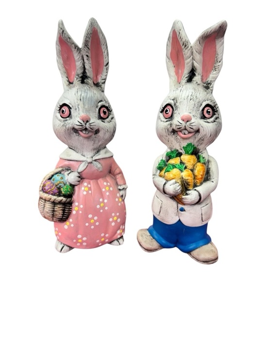 Other - Easter Bunny Pair Figurines - Pink & Blue